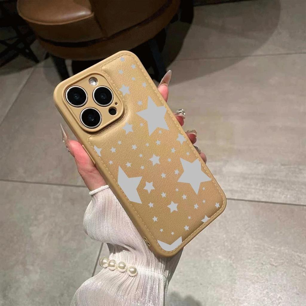 ins full screen stars suitable for Apple 17/16Promax mobile phone case IP15 drum bag air cushion 14 personality 13 fine holes