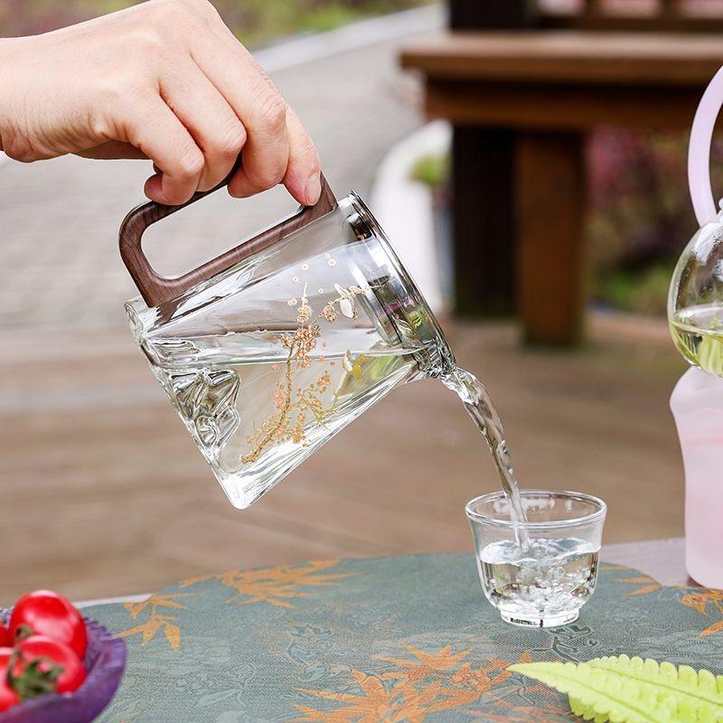 Japansk värmebeständig tekanna i glas med handtag & rättvisekopp – Glas teservis för bryggning