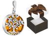 Oxidized Silver Tree of Life Pendant with Amber Lucky Charm