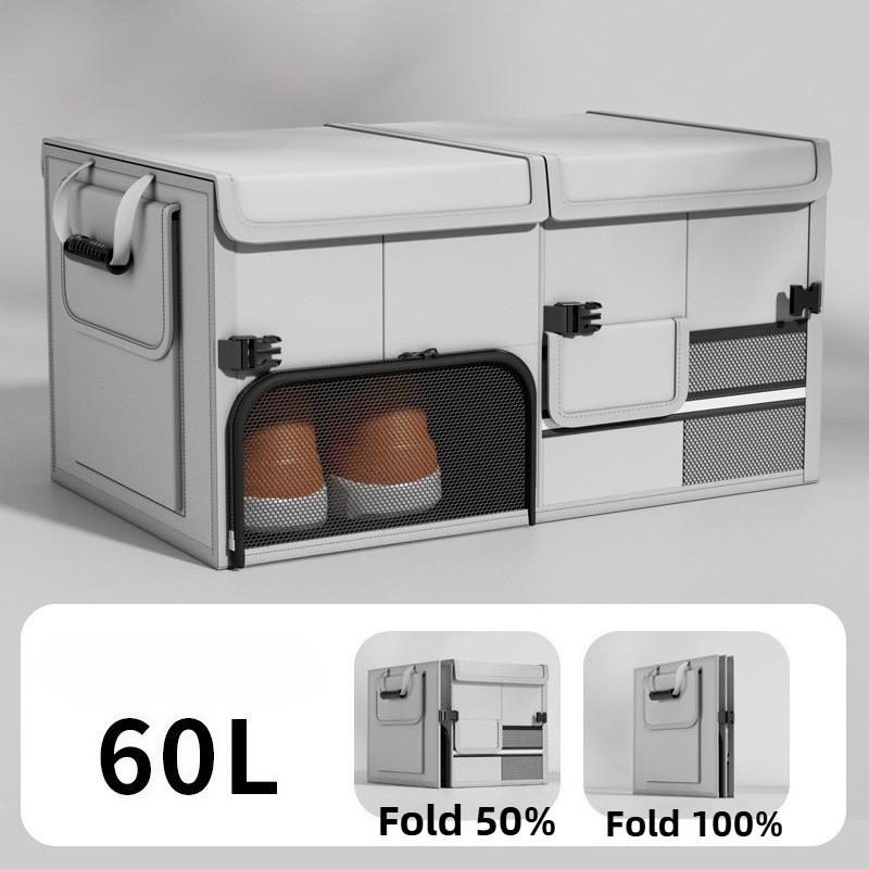 

Складаний ящик для зберігання в багажник Водонепроникла тканина 60 л Велика місткість Органайзер для автомобіля для кемпінгу/риболовлі Легко переносити інструменти для зберігання в авто сірий