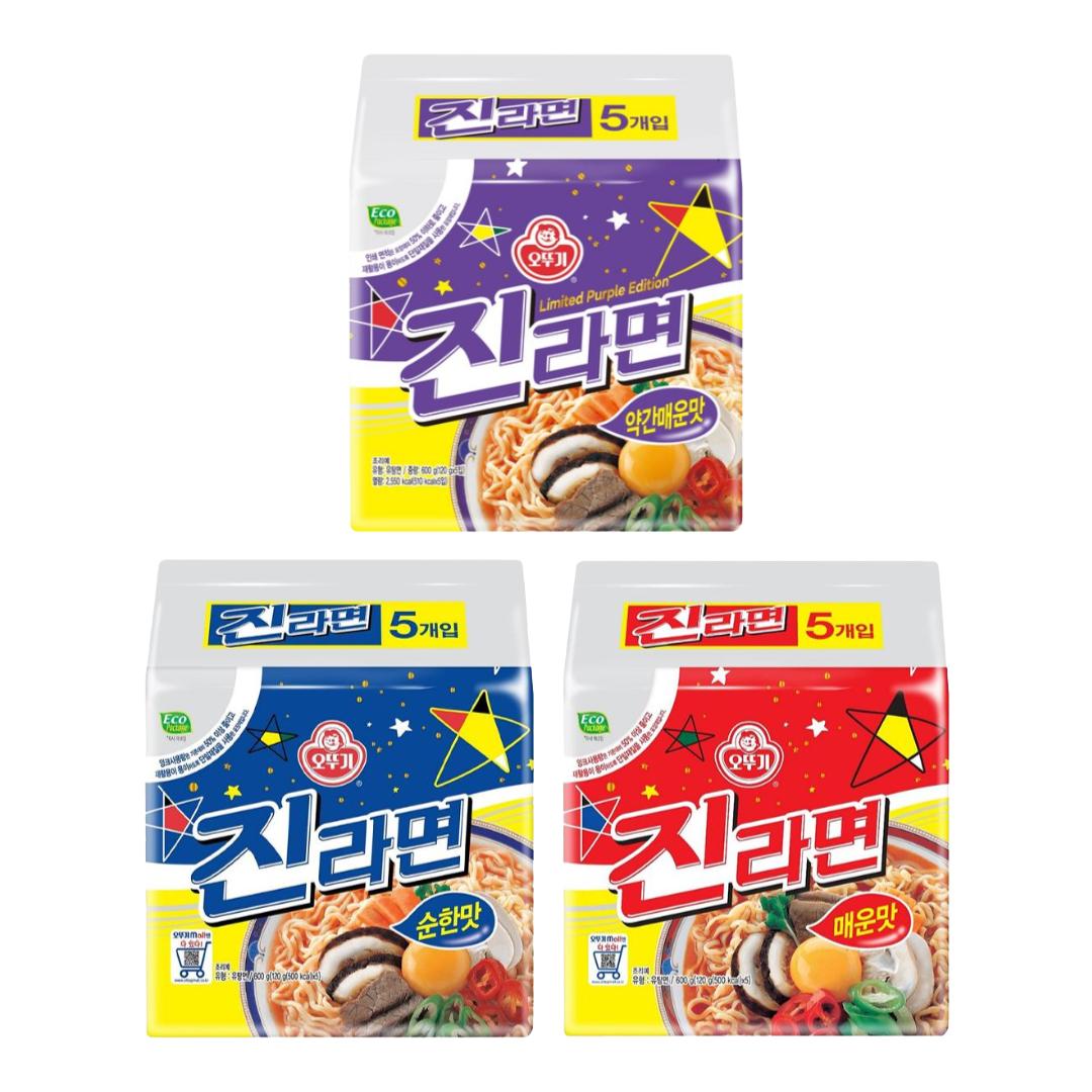 

OTTOGI Jin Ramyeon 120 г X 5 (Мягкий · Острый · Умеренно острый) (5 вариантов) # Mild+Spicy+MildSpicy