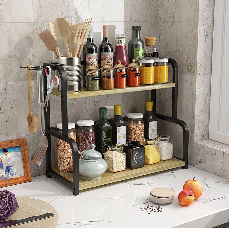 Kitchen Storage Rack Multi Function Adjustable Kitchenware Organizer Tableware Storage Stainless Steel Seasoning Shelf
