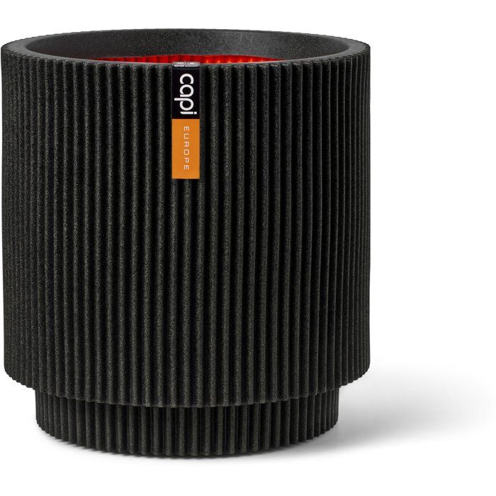 Vase cylindre - CAPI EUROPE - Groove NL - 36 x 38 cm - Noir