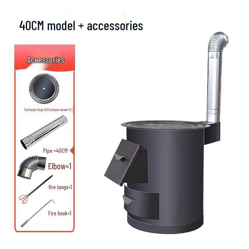 Φορητή Σόμπα Ξύλων Σιδήρου Χωρίς Καπνό: Εσωτερική & Εξωτερική Ενεργειακά Αποδοτική Ξυλόσομπα με Μεγάλο Τραπέζι για Κατσαρόλα