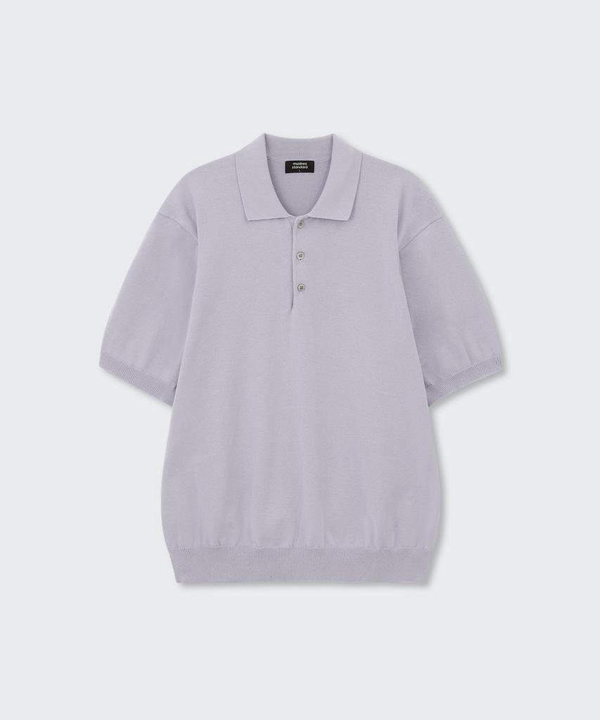 MUSINSA STANDARD Washable Supima Cotton Knitted Polo Shirt [Purple Grey]