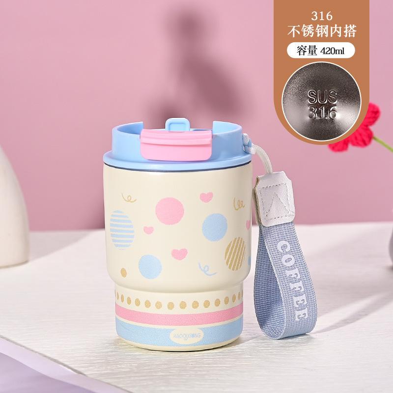 Popular cartoon mini coffee cup girls small high value thermos cup gift water cup light luxury high sense