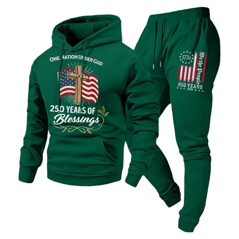 Trendy Fashion Unisex Casual Hooded Plus Velvet Sweatshirt Sportswear Set