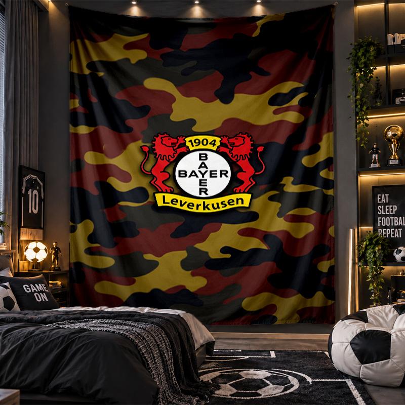 Wall Hanging Tapestry Bayer Leverkusen Football Print Cloth for Living Room Bedroom Home Decor