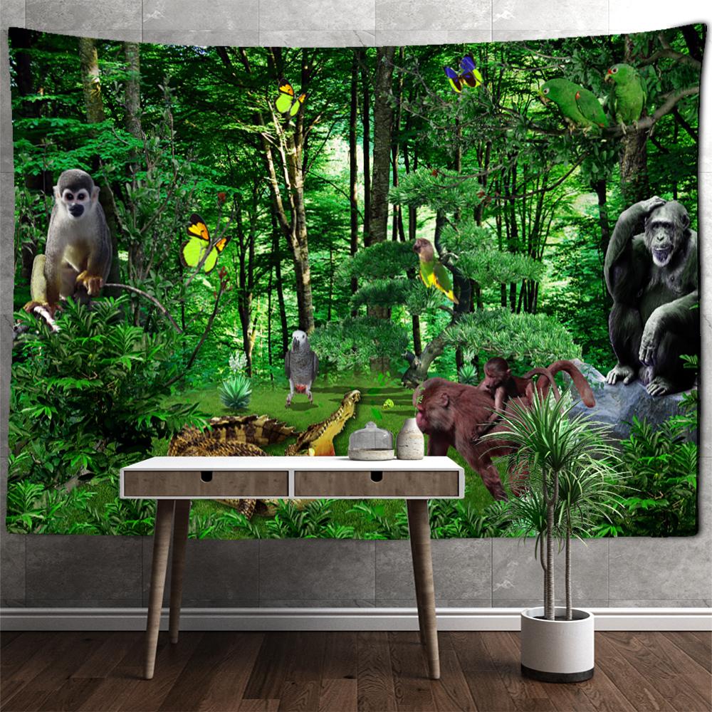Antike Retro Dinosaurier Wandbehang Tapisserie Hippie Psychedelic Hexerei Tapez Kunst Tier Home Decor