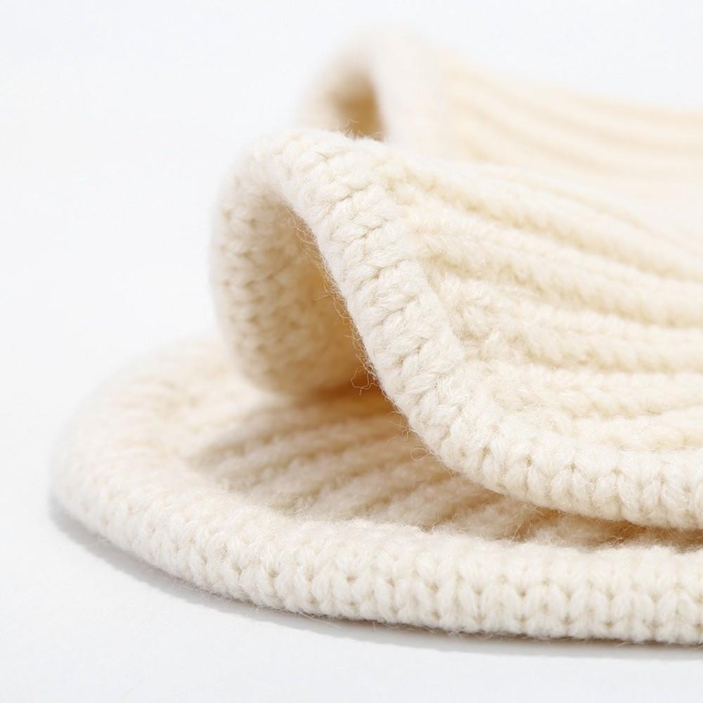 Casual Versatile Winter Knitted Hat Ear Protection Warm Overhead Cap Solid Color Coldproof Earflap Hat for Women