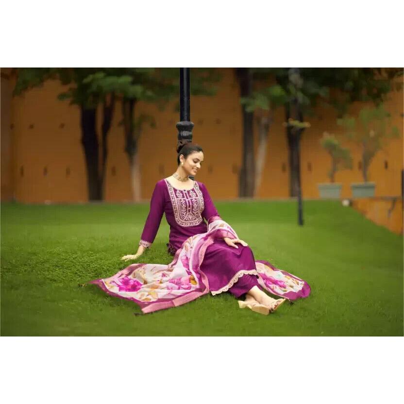 Women Indian Pakistani Silk Blend Kurti Salwar Kameez Party Wear Bollywood Tunic VF-20139
