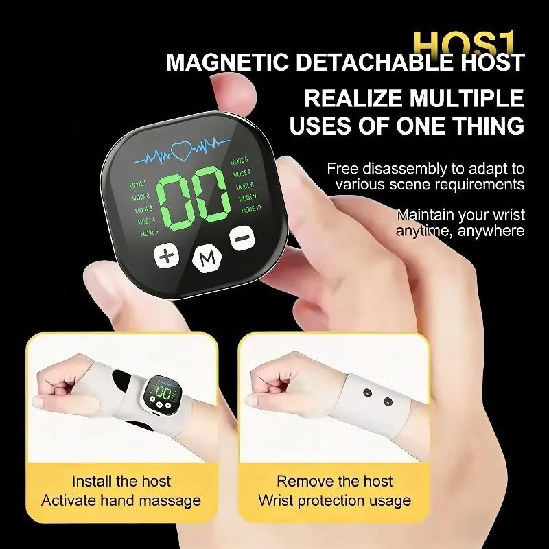 Electric Cordless Hand Wrist Massager 10 Mode Vibration Massage 29 Levels Massage Hands Rechargeable Wrist Brace Protector Wrap
