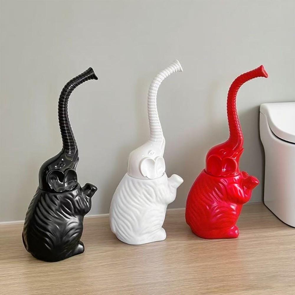 Záchodová štětka s dlouhou rukojetí a držákem Pryskyřice Slon Záchodová štětka Roztomilá koupelnová dekorace Domácí použití