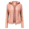 Veste pour femme en similicuir de style européen et américain avec doublure polaire, à capuche, longueur courte, veste chaude et décontractée pour l'automne et l'hiver.
