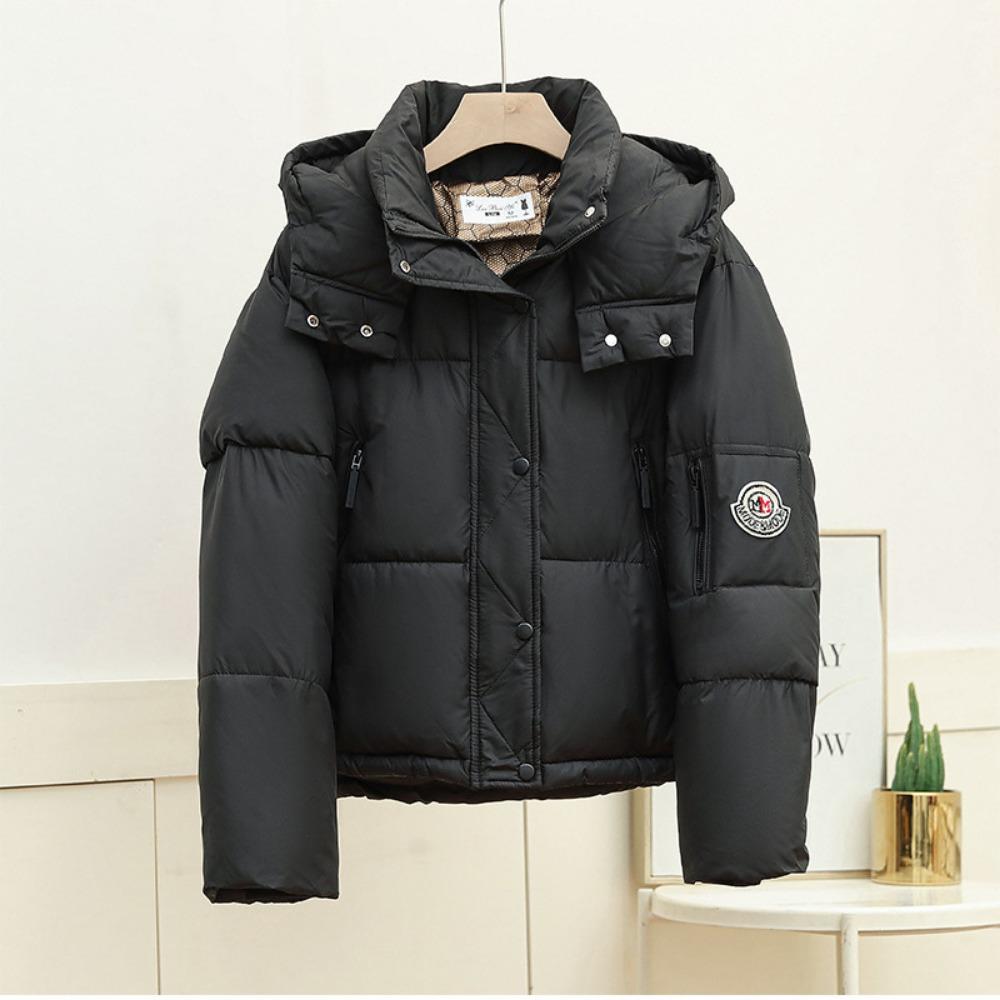 Short down padded jacket hooded leave-in solid color 2025 new small thickened warm winter jacket padded jacket