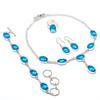 London Blue Topaz Oval Shape Gemstone Jewelry Set Necklace Bracelet Ring Earring