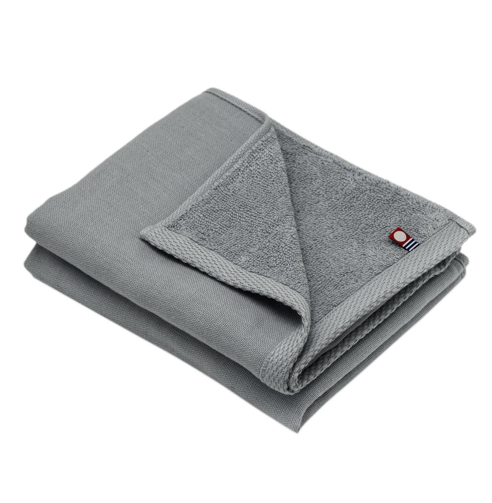 Broccoli House Imabari Pile Gauze Face Towels of Made in Cotton & (Set 2) 34x80cm, Thin, Quick-Drying, Absorbent, Japan, 100% (Gray)