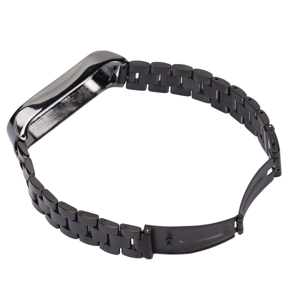 Smartwatch Armband Edelstahl Anti-Verlust mit Doppelschnalle Faltschließe für Mi Band 6Schwarz