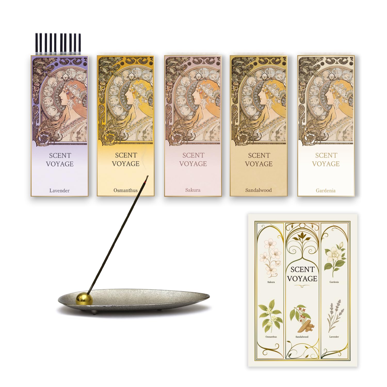 

100-day incense set with osmanthus and incense holder, low smoke, and a fragrant assortment