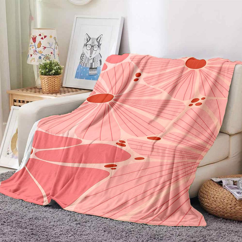 1pc Floral Pattern Lightweight Flannel Blanket, Comfortable and Warm Blanket, for Office and Camping Sofa Bed, Livingroom179
