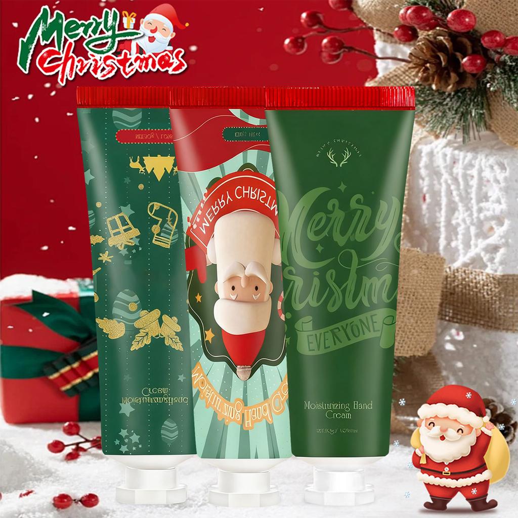 Christmas Hand Cream Gift Set, 3 Fruit Flavors Moisturizing Hand Cream For Dry Chapped Lip, With Exquisite Packaging,Women Men Lip Care Gifts