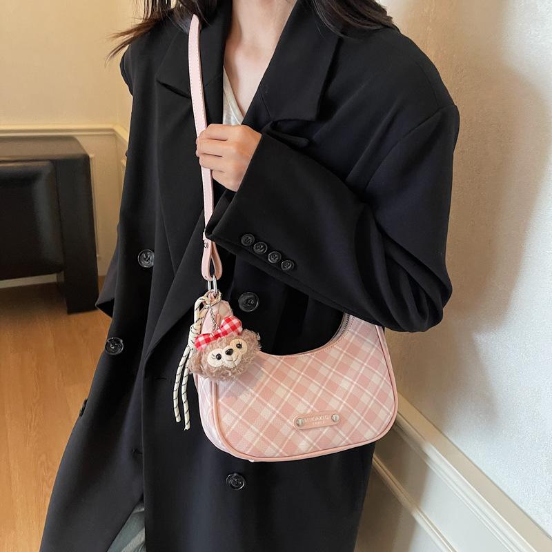 Fashion underarm bag women 2025 new retro plaid shoulder bag commuter messenger bag trendy dumpling bag