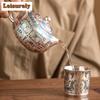 High End 999 Gilded Silver Teapot Boutique Taotie Pattern Xishi Pot Tea Making Kettle With Ball Hole Filter Tea Accessories Gift