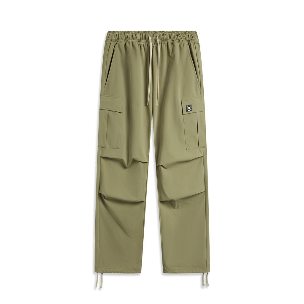 Li Ning Badfive Casual Simple Solid Color Straight Leg Knitted Sports Pants Men Bottoms Sandalwood-Green AKXV027-6