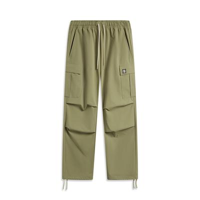 Li Ning Badfive Casual Simple Solid Color Straight Leg Knitted Sports Pants Men Bottoms Sandalwood-Green AKXV027-6
