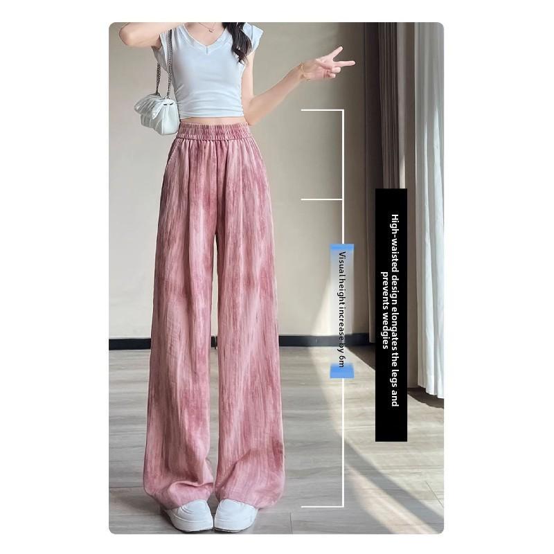 Narrow-fit Tie-dye Wide-leg Pants for Women, 2026 New Model, Ice Silk Cotton-linen Casual Summer Thin Tencel Linen Yamamoto Pants