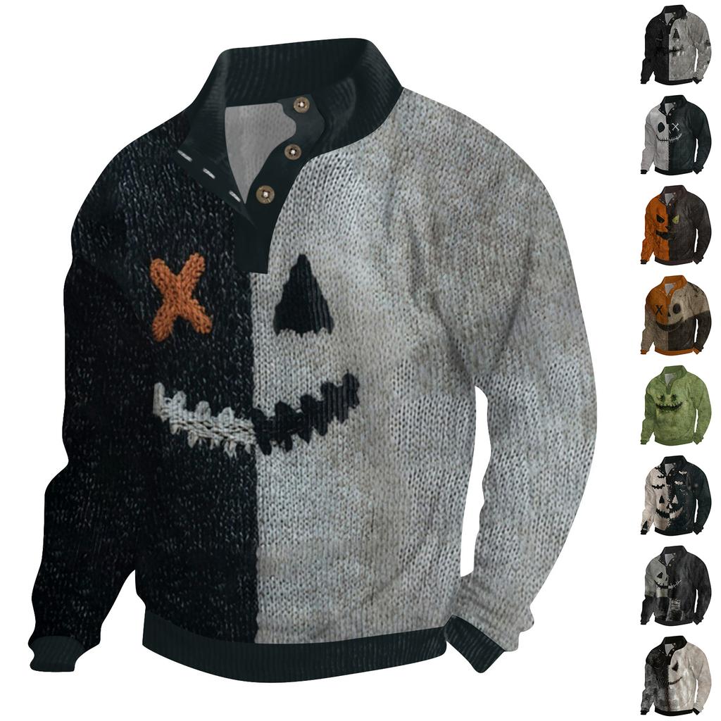 Men's Halloween Printed Corduroy Button Shirt