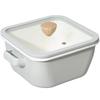 Every U. Enamel Square Deep Pot 20cm, IHGas Compatible, with Glass Lid & Seal Lid, Ideal for Meal Prep, Storage, and Refrigeration, Perfect for