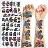 10 Sheets Monster Truck Tattoo Sticker Cartoon Waterproof Sweat Fun Face Arm Temporary Tattoo Sticker Set