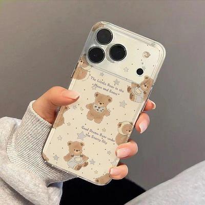 Goodnight Bear Zacht Transparant Hoesje voor Apple iPhones 14, 15, 16, 17 Pro Max met Precisie-uitsparing