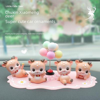 Originalus mielas elniuko širdelės papuošalas - Stalo gyvūno animacinis personažas automobilių konsolėms, dervos figūrėlė, gimtadienio dovana