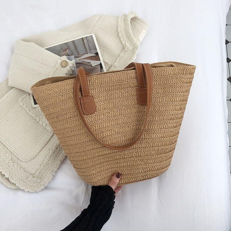

Straw paper braided bag large capacity 2025 new resort beach straw bag braided shoulder commuter tote supply chain хаки