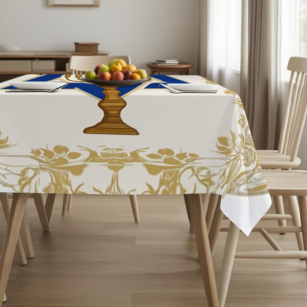 Rechteckige Tischdecke für das Jüdische Neujahr zur Tischdekoration Küche Esstisch Wasserdicht Wiederverwendbar Tischdecke für Tisch Feiertagsparty