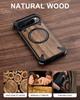 Oatsbasf Solid Wooden for Google Pixel 9 Pro XL Phone Case with 360° Rotatable Stand Magsafe Frameless Shockproof Phone Cover