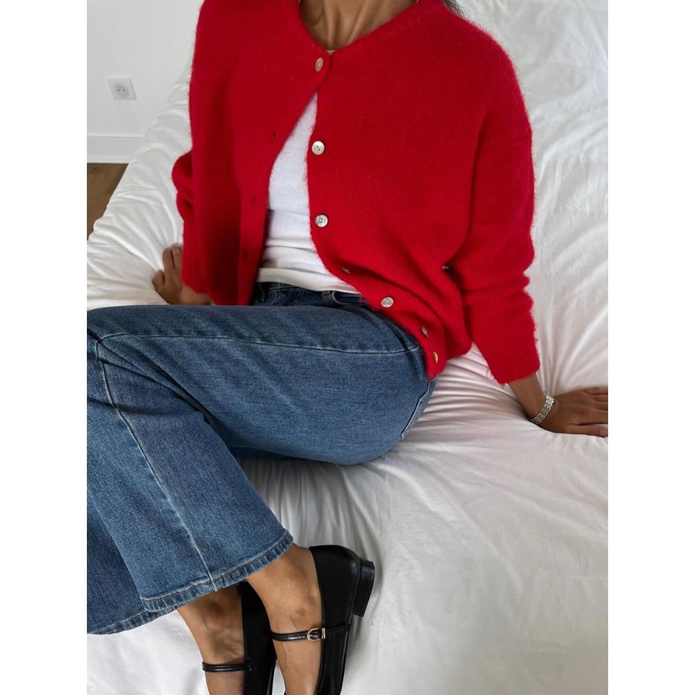 Hirsionsan Κομψό Πουλόβερ Μακρυμάνικο Γυναικείο 2025 Νέο Μάλλινο Μονόκουμπο Γυναικείο Καθημερινή Ζακέτα Μαλακό Ελαστικό Πλεκτό Εξωτερικό Ρούχο