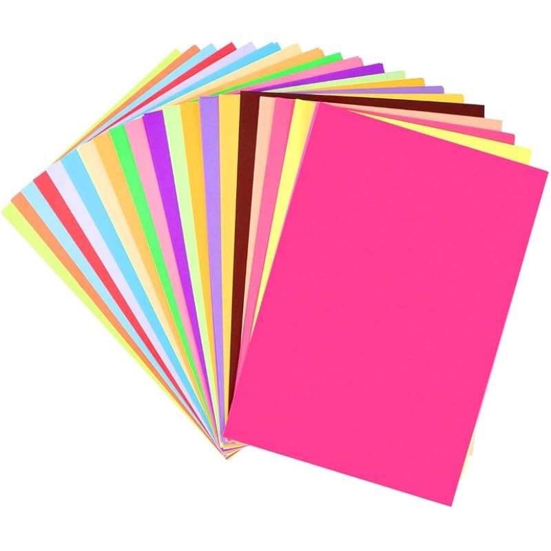 OFIXO 20pc 150Gsm Color Card Printing Papers/Art and Craft Paper A4 Sheets Double Sided Colored Origami Folding Wish Pap