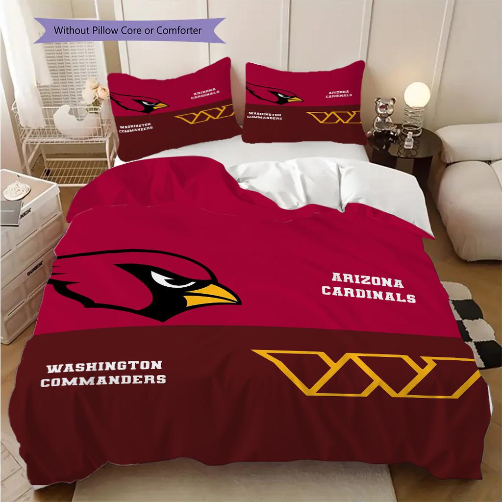 Arizona Cardinals Pattern Bedding Quilt Set Quilt Cover Pillowcase Home Decoration Birthday Gift (1 * Duvet Cover + 2 * Pillowcase, Without Core)