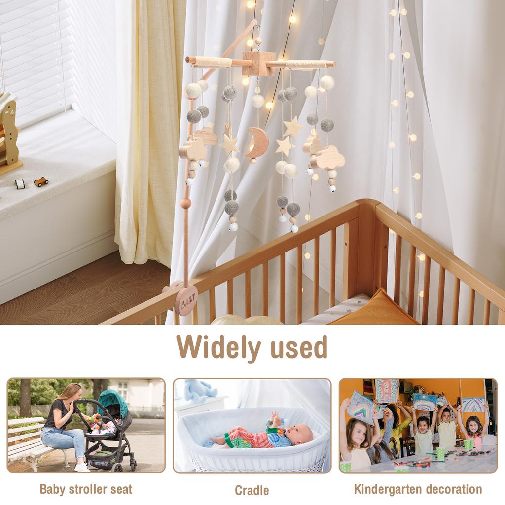 360°  Rotating Baby Mobile Crib Holder Wooden Baby Crib Movable Arm Easy To Install Newborn Mobile Arm for Newborn for Crib
