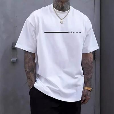 Cotton Tees Summer Minimalist Printed Casual Loose Round Neck Pure Cotton Short Sleeved Top T-Shirts Men’s