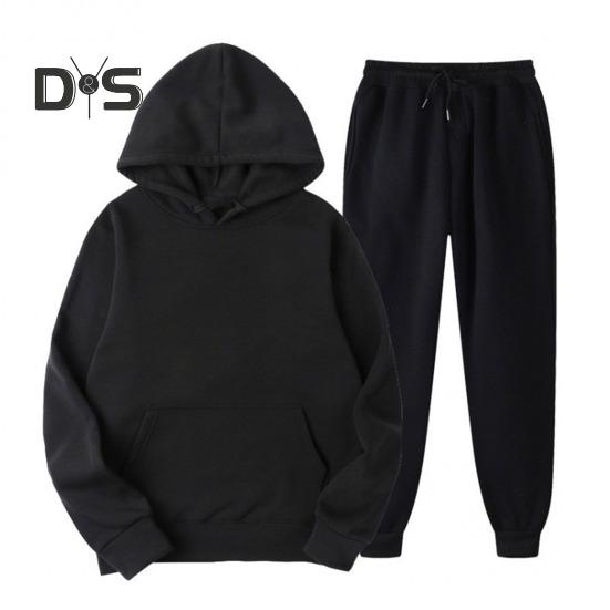 2 Buc/Set Costum Sport Unisex cu Glugă Mânecă Lungă Top Larg cu Buzunar Trening de Primăvară Toamnă Șnur Talie Elastică Pantaloni cu Manșete la Glezne Casual