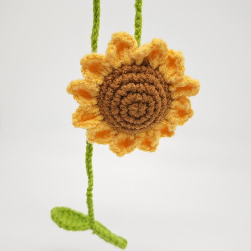 Handmade Sunflower Car Mirror Hanging Ornaments Unique Car Interior Decoration Upgrades Set of 2 for Interior Designs