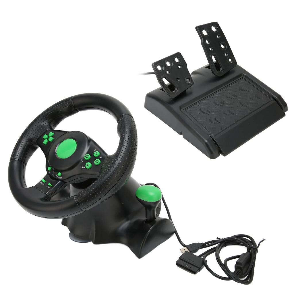 PC Racing Wheel Game Steering Wheel 180 Degree Car Racing Driving Wheel with Pedal for Racing Game
