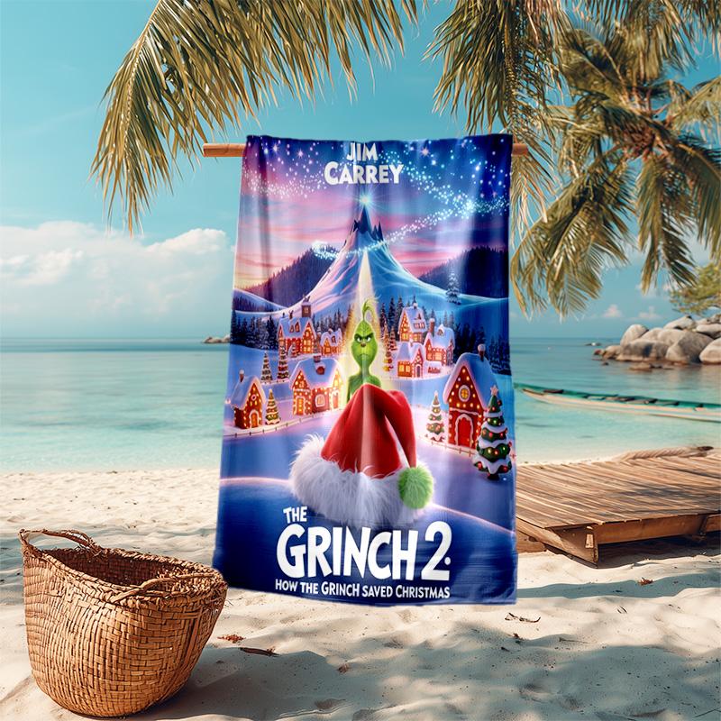 Christmas Gift Oscar Comedy Movie How the Grinch Stole Christmas soft beach towel outdoor camping vacation swinging beach scarf decorative blanket B11