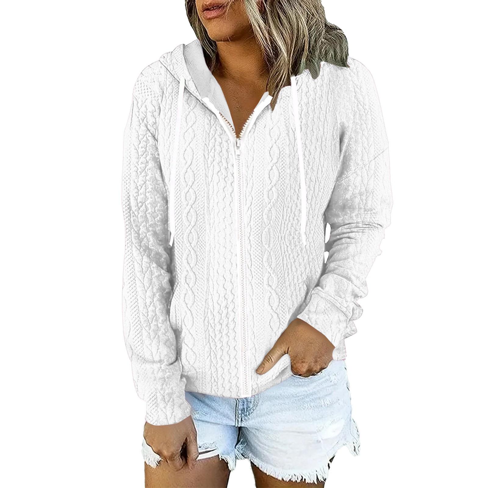 

Женская зимняя мода повседневная однотонная куртка-кардиган с длинными рукавами на молнии с капюшоном XL белый