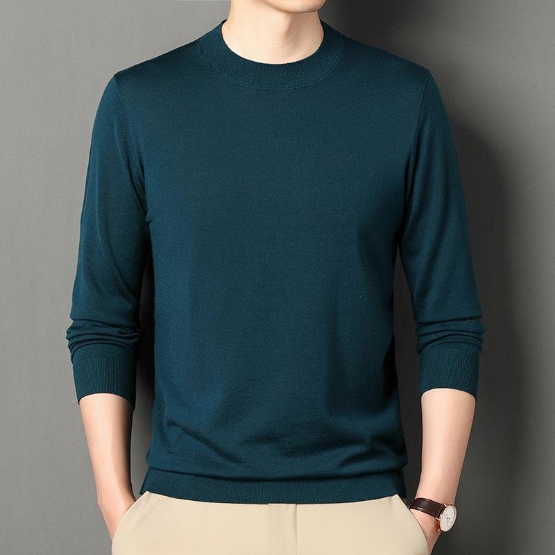 Men's High-Quality Imitation Wool Sweater: Autumn & Winter Warm Half-High Collar Base Layer
