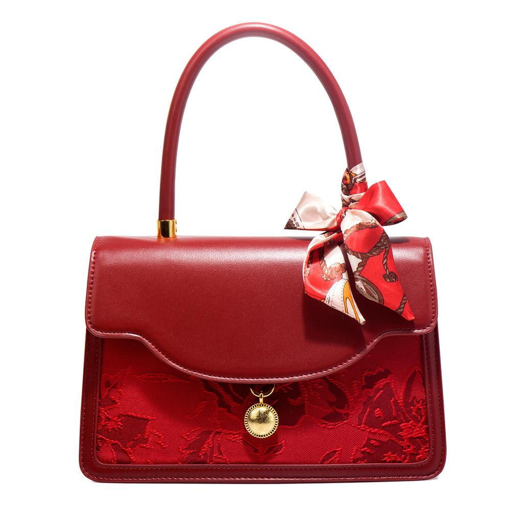 Elegant Red Wedding Bag for Women 2024 Spring/summer New Fashion Versatile Bridal Bag Handbag Crossbody Bag